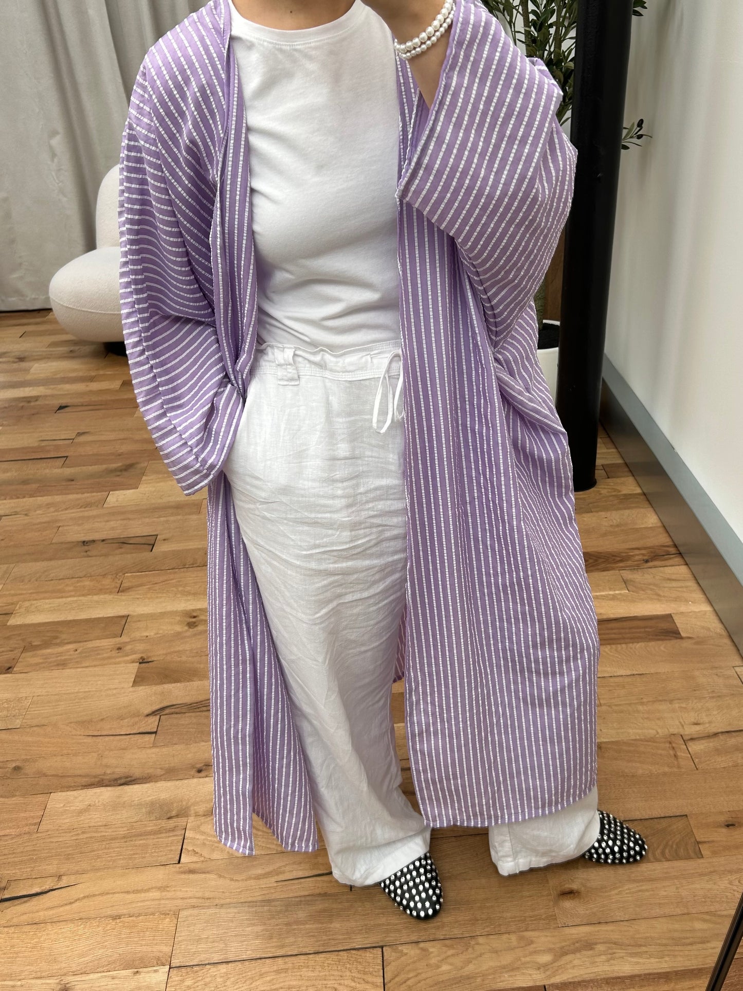 Strippy Lilac Kimono