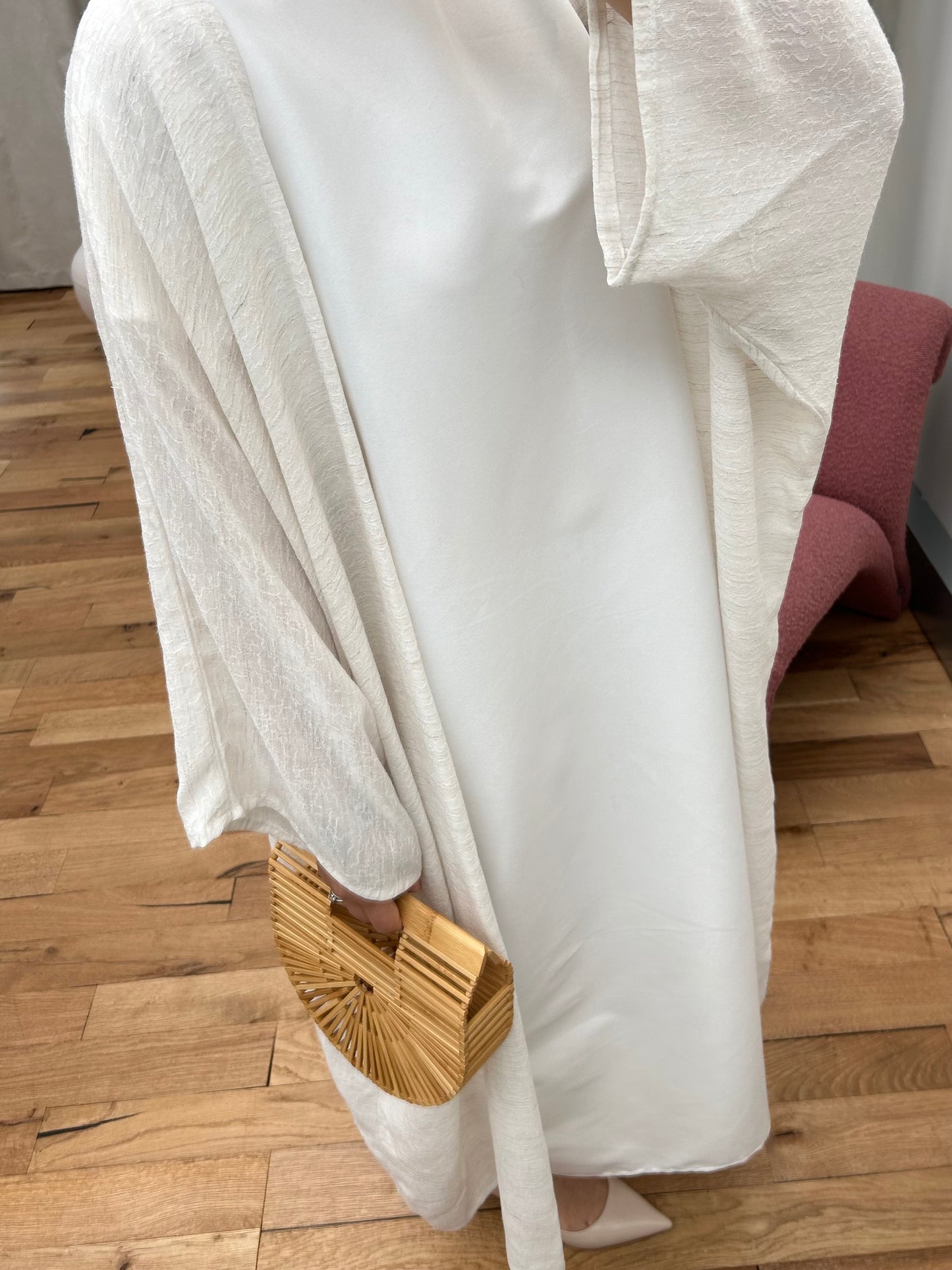 Textured Linen Abaya Set