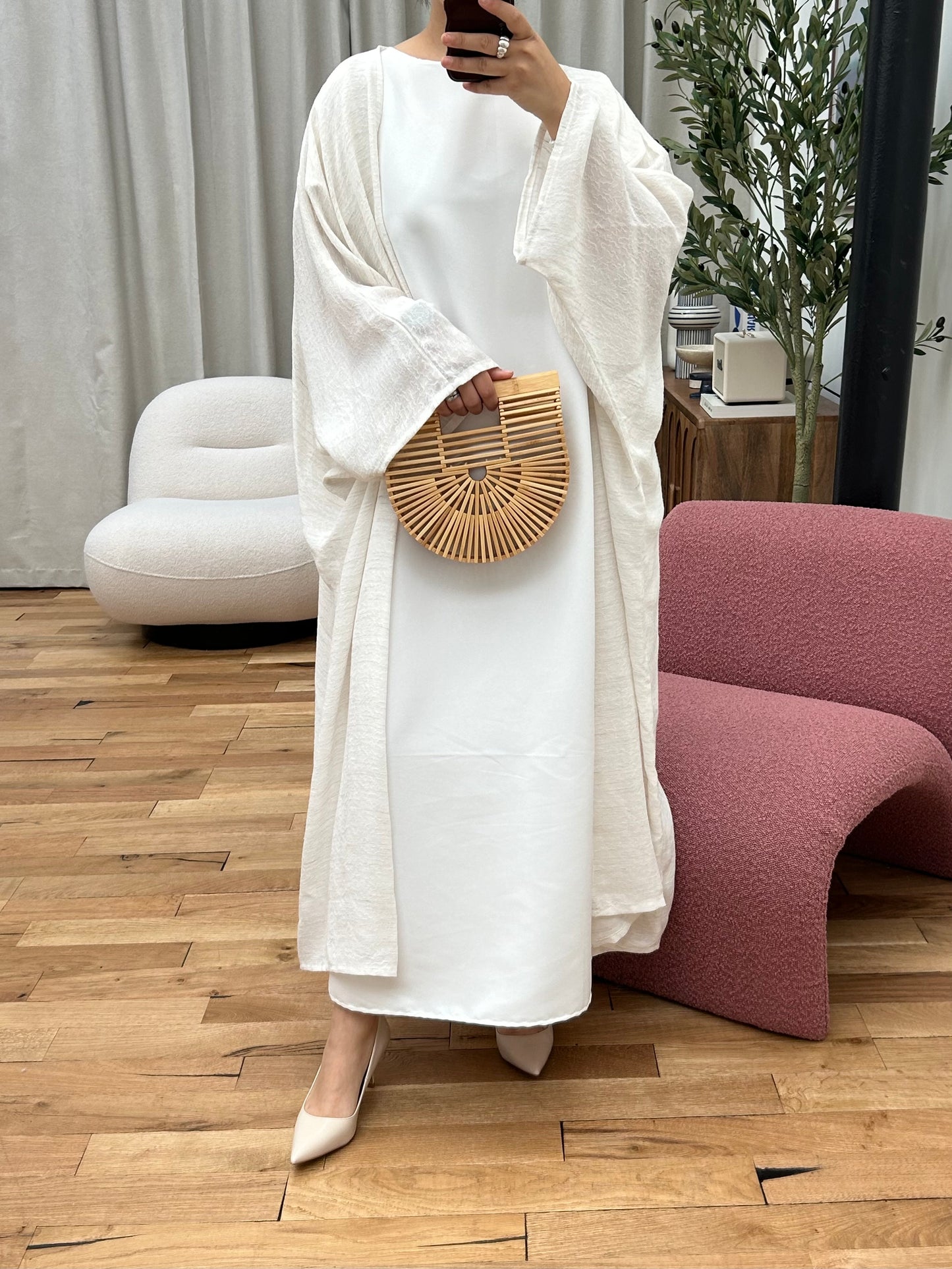 Textured Linen Abaya Set