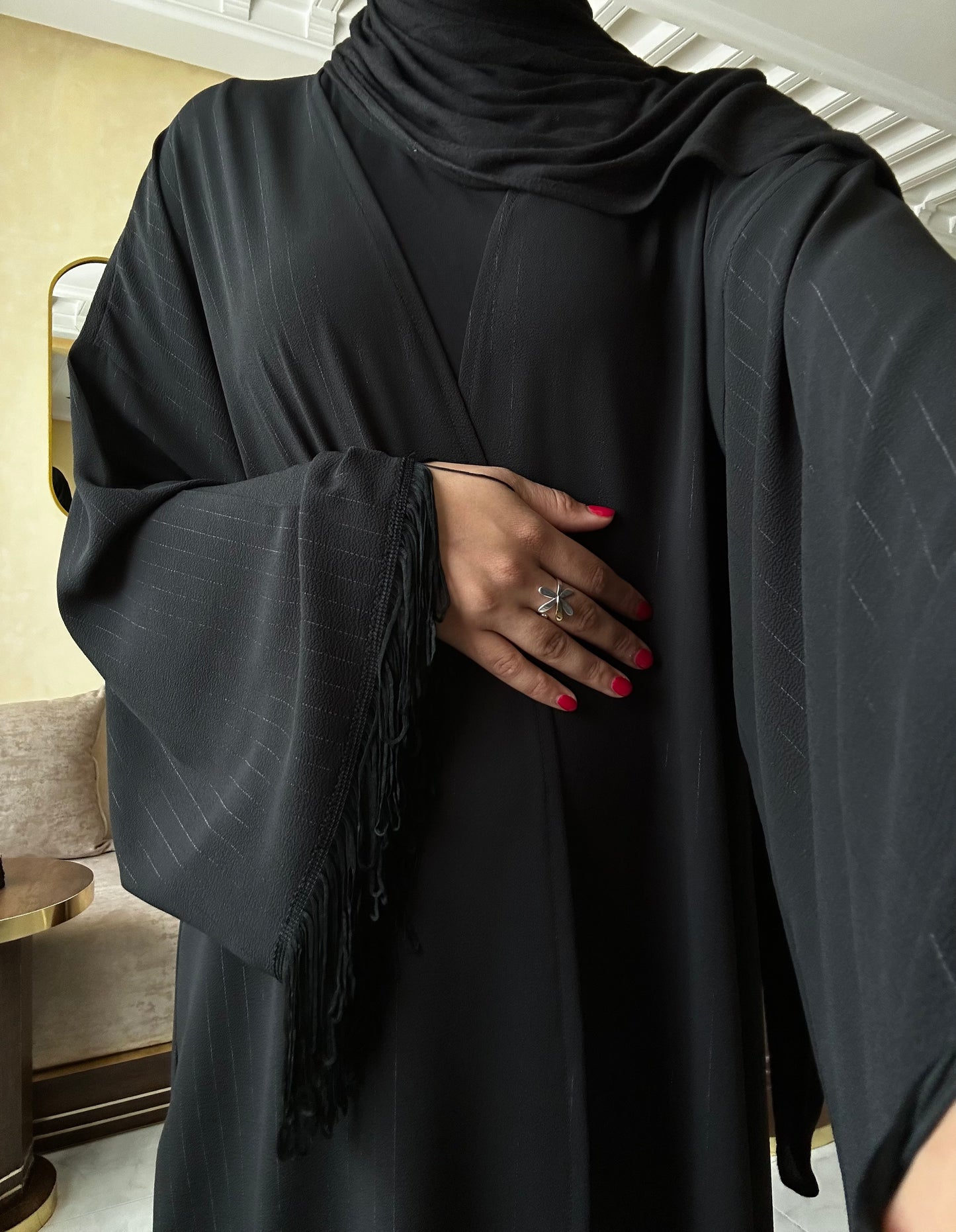 Black Stripped Abaya