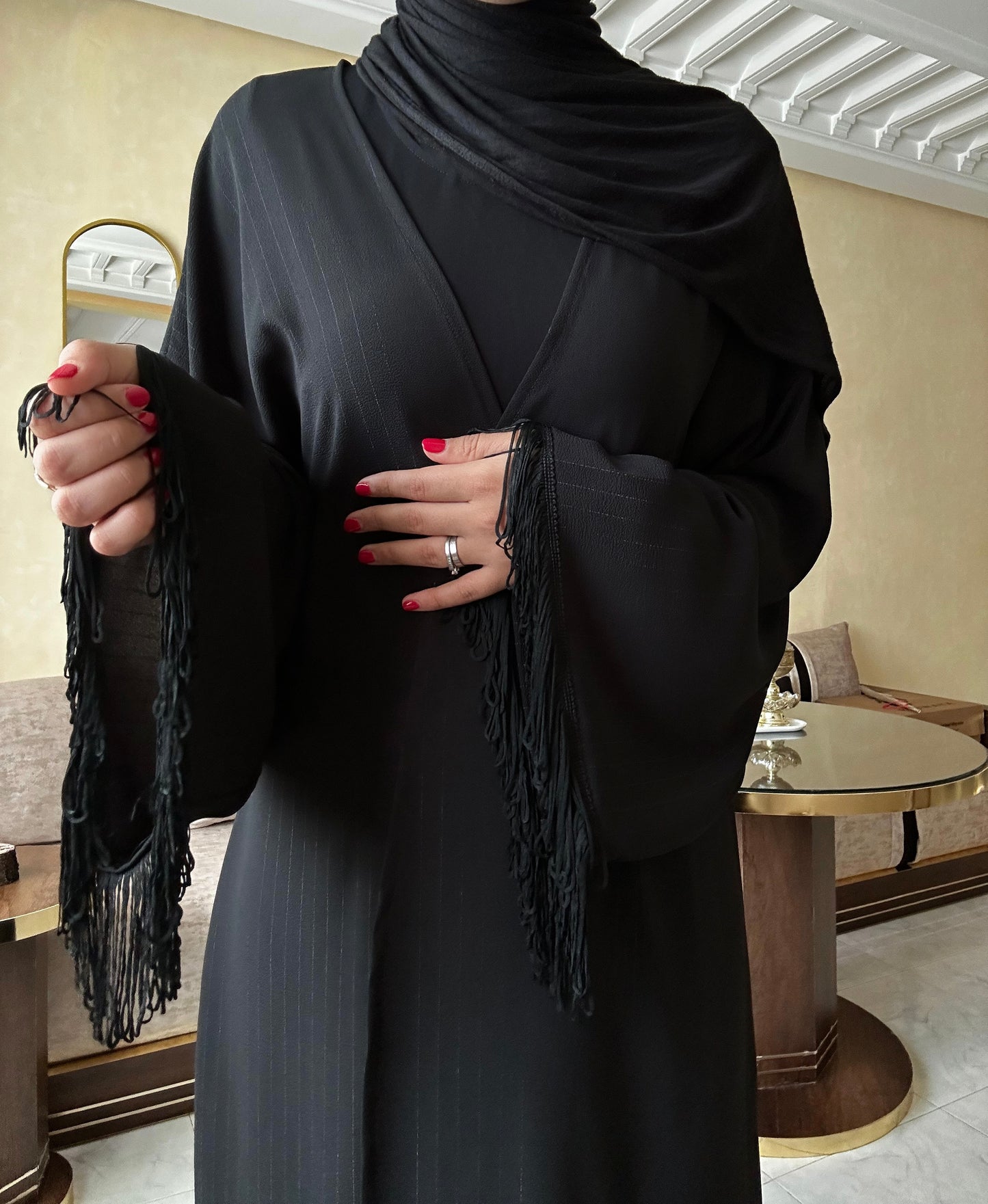 Black Stripped Abaya