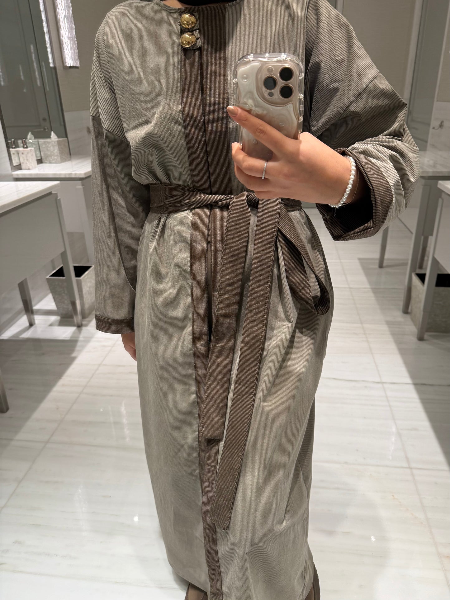 Corduroy Open Abaya