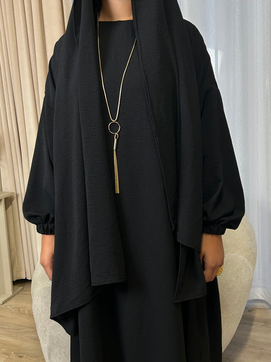 Black Cuffed Essential Abaya
