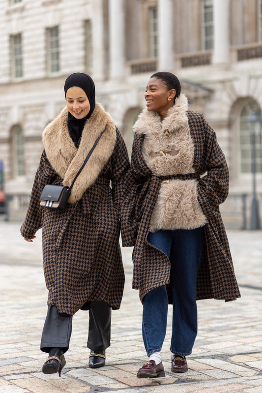Houndstooth Wool Coat