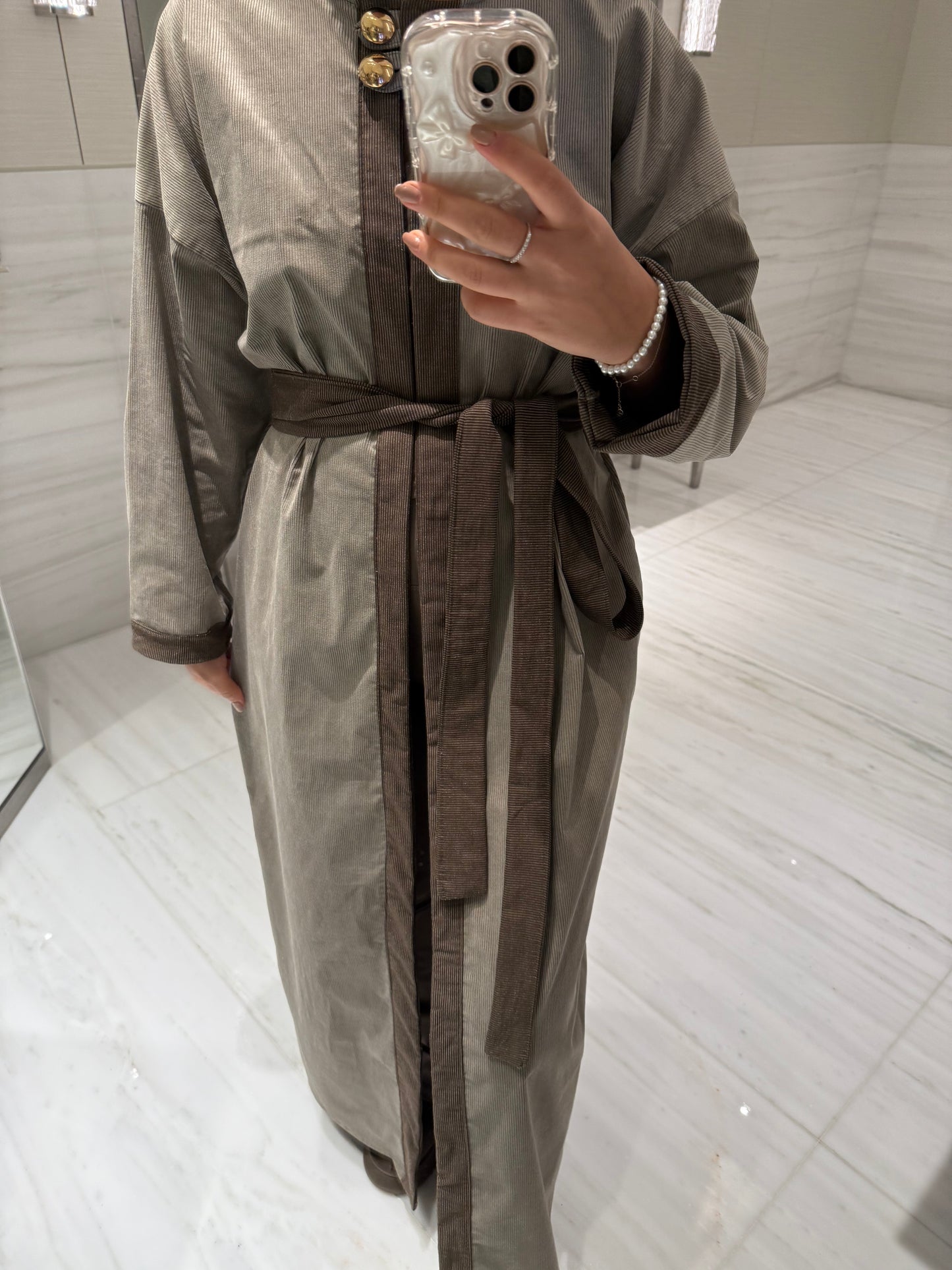 Corduroy Open Abaya