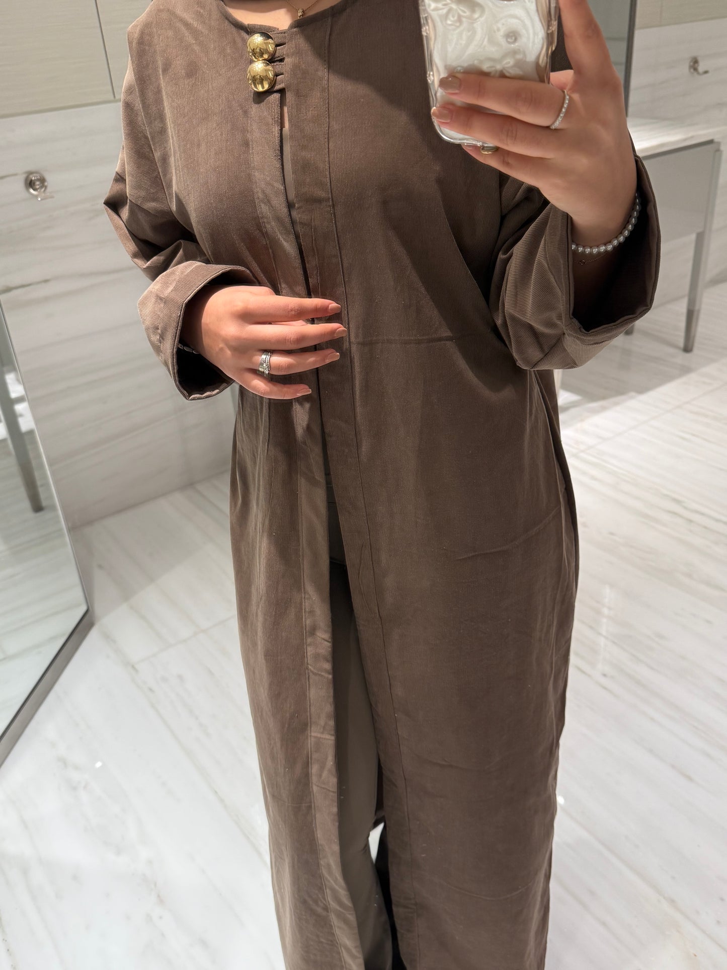 Corduroy Open Abaya