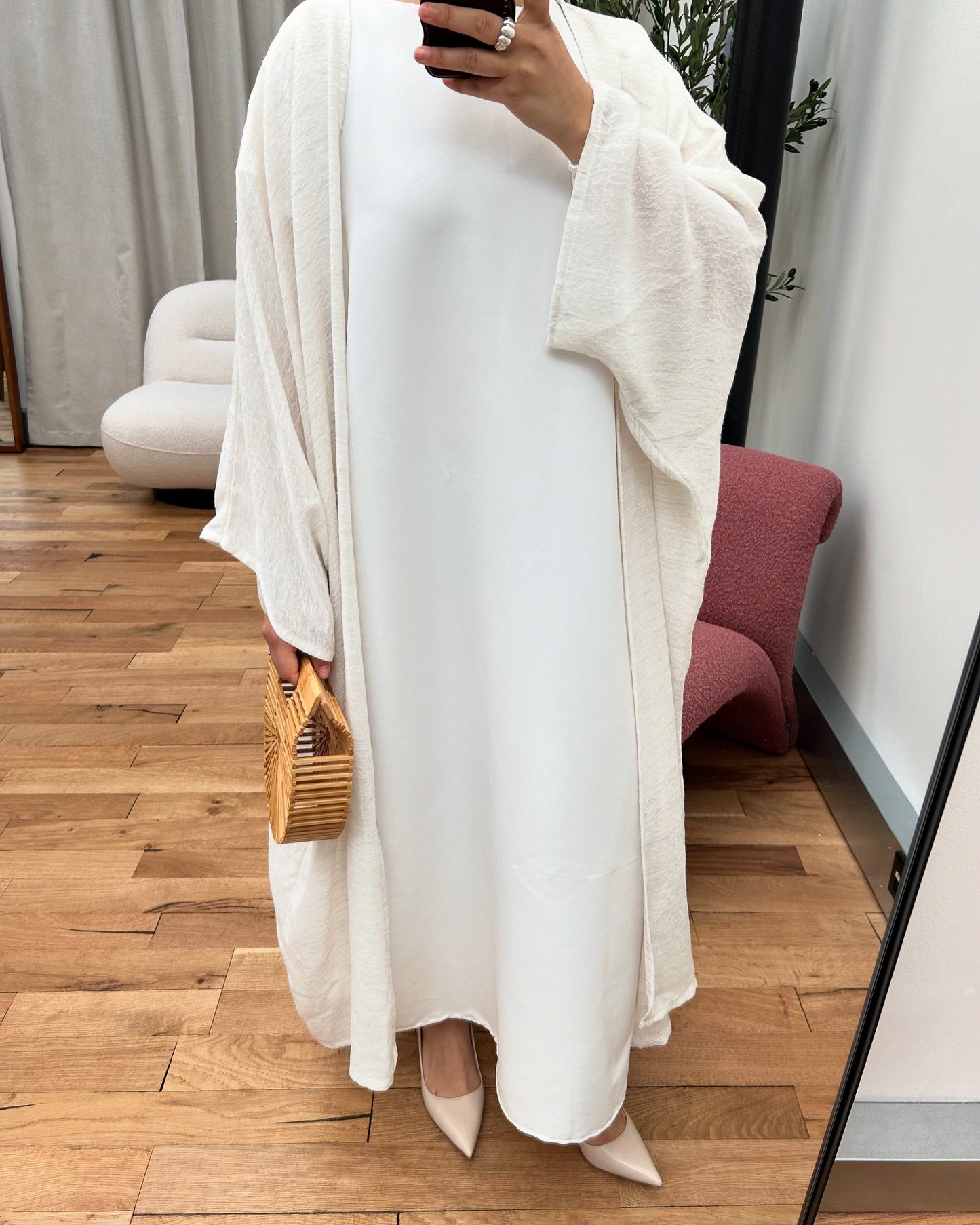 Textured Linen Abaya Set